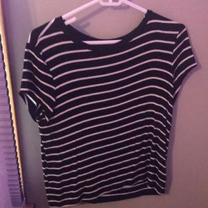 black and white striped tee